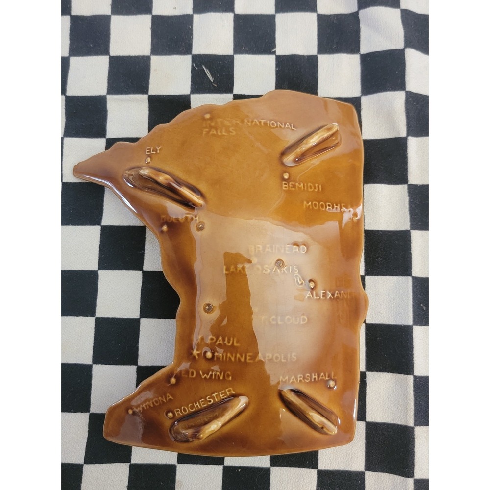 Vintage Minnesota Ceramic Incense Burner • State Map Souvenir • Retro‎ Decor - Picture 2 of 5